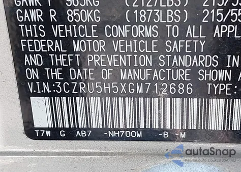 2016 Honda Hr-V Ex из США, поврежденный, VIN 3CZRU5H5XGM712686